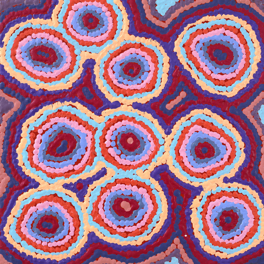 Aboriginal Artwork by Sarah Napaljarri Sims, Mina Mina Jukurrpa (Mina Mina Dreaming), 30x30cm