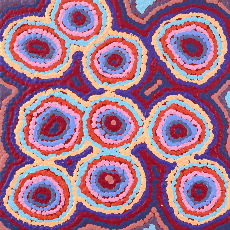 Aboriginal Artwork by Sarah Napaljarri Sims, Mina Mina Jukurrpa (Mina Mina Dreaming), 30x30cm