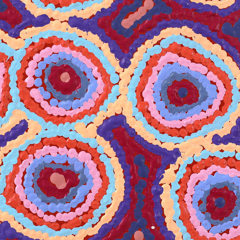 Aboriginal Artwork by Sarah Napaljarri Sims, Mina Mina Jukurrpa (Mina Mina Dreaming), 30x30cm