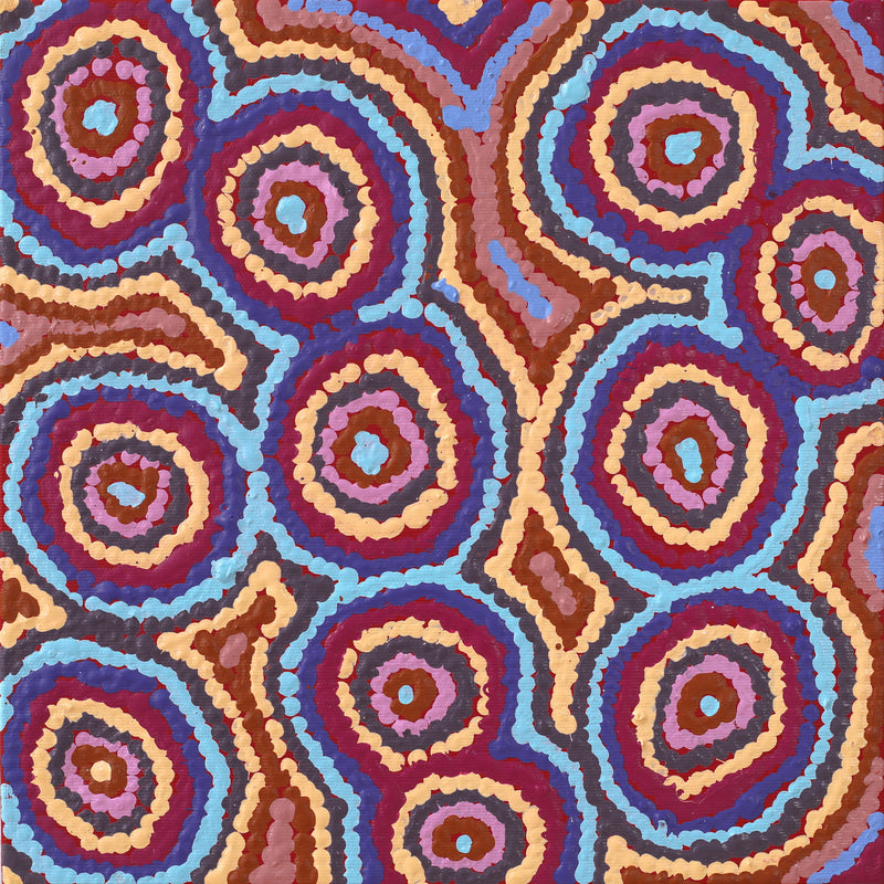 Aboriginal Artwork by Sarah Napaljarri Sims, Mina Mina Jukurrpa (Mina Mina Dreaming), 30x30cm