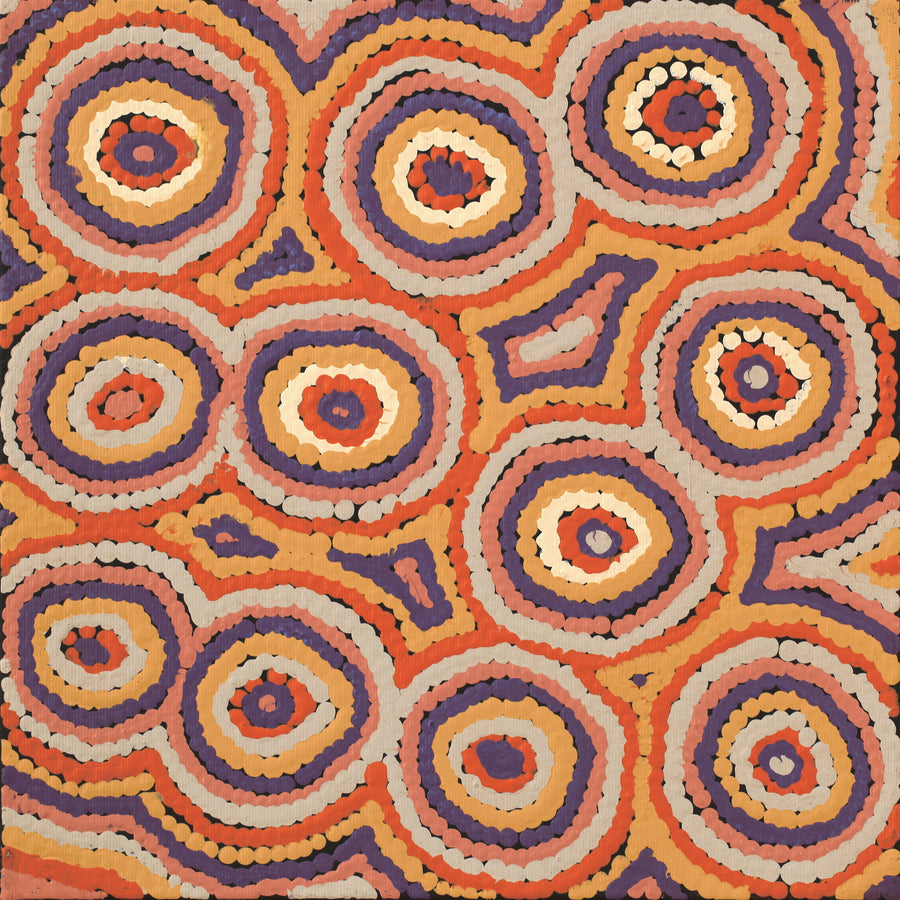 Aboriginal Artwork by Sarah Napaljarri Simms, Mina Mina Jukurrpa (Mina Mina Dreaming), 30x30cm