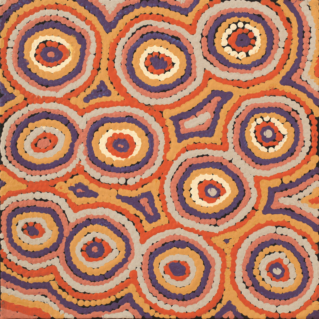 Aboriginal Art by Sarah Napaljarri Simms, Mina Mina Jukurrpa (Mina Mina Dreaming), 30x30cm - ART ARK®