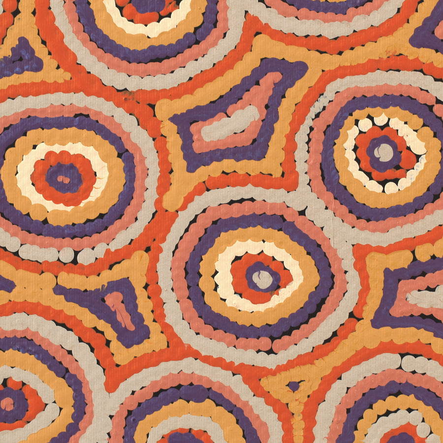 Aboriginal Artwork by Sarah Napaljarri Simms, Mina Mina Jukurrpa (Mina Mina Dreaming), 30x30cm
