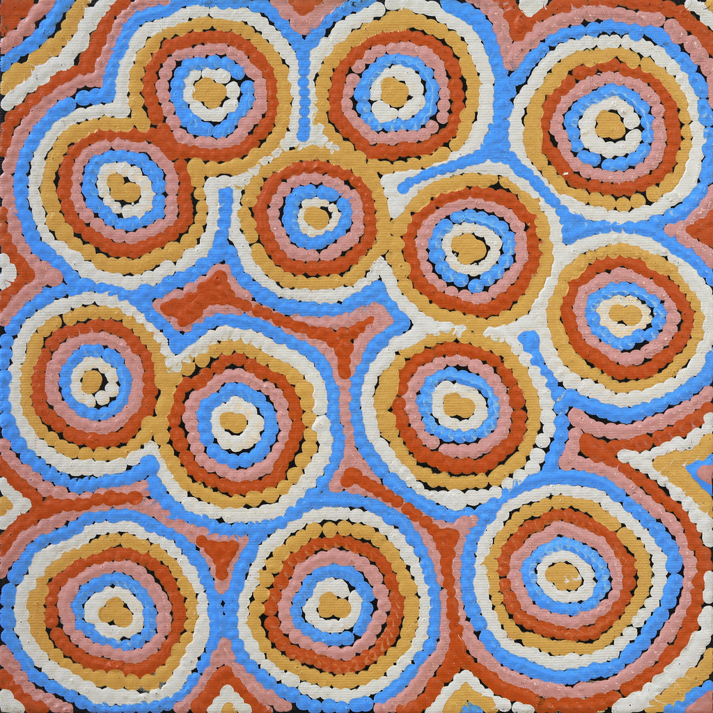 Aboriginal Art by Sarah Napaljarri Sims, Mina Mina Jukurrpa (Mina Mina Dreaming), 30x30cm - ART ARK®