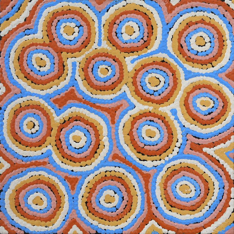 Aboriginal Artwork by Sarah Napaljarri Sims, Mina Mina Jukurrpa (Mina Mina Dreaming), 30x30cm