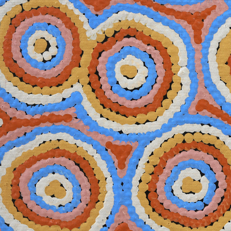 Aboriginal Artwork by Sarah Napaljarri Sims, Mina Mina Jukurrpa (Mina Mina Dreaming), 30x30cm