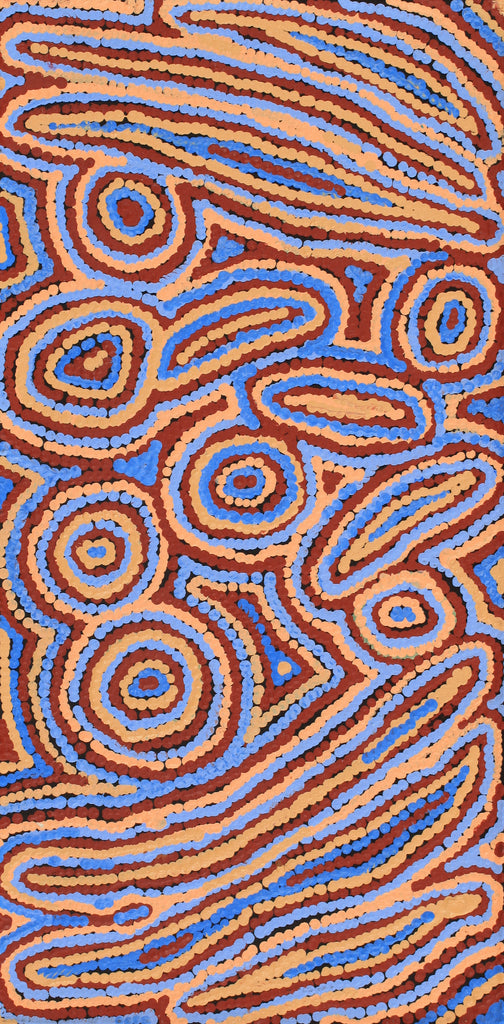 Aboriginal Artwork by Sarah Napaljarri Sims, Mina Mina Jukurrpa (Mina Mina Dreaming) - Ngalyipi, 61x30cm