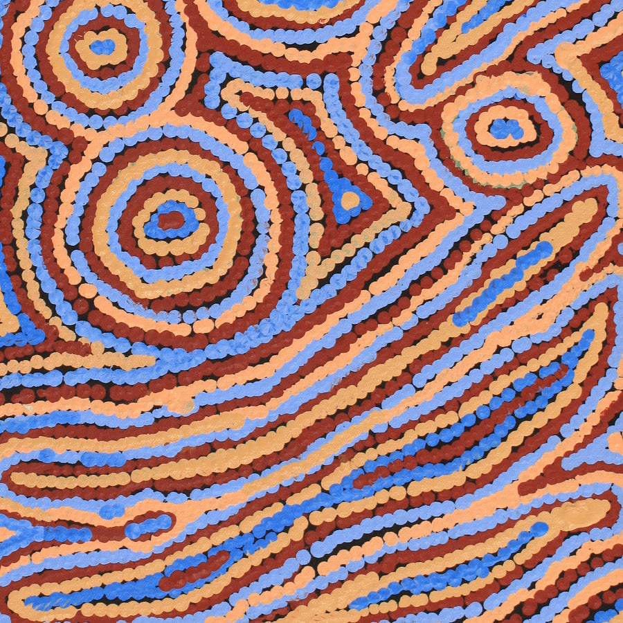 Aboriginal Artwork by Sarah Napaljarri Sims, Mina Mina Jukurrpa (Mina Mina Dreaming) - Ngalyipi, 61x30cm