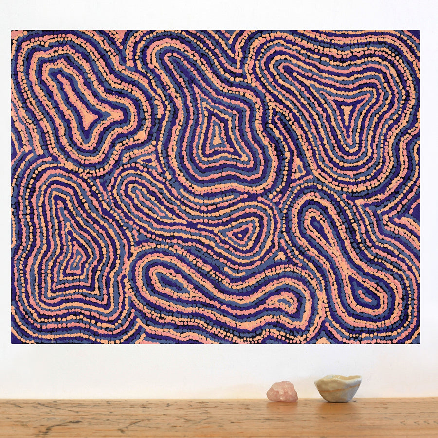 Aboriginal Artwork by Virginia Napaljarri Simms, Mina Mina Jukurrpa (Mina Mina Dreaming), 61x46cm