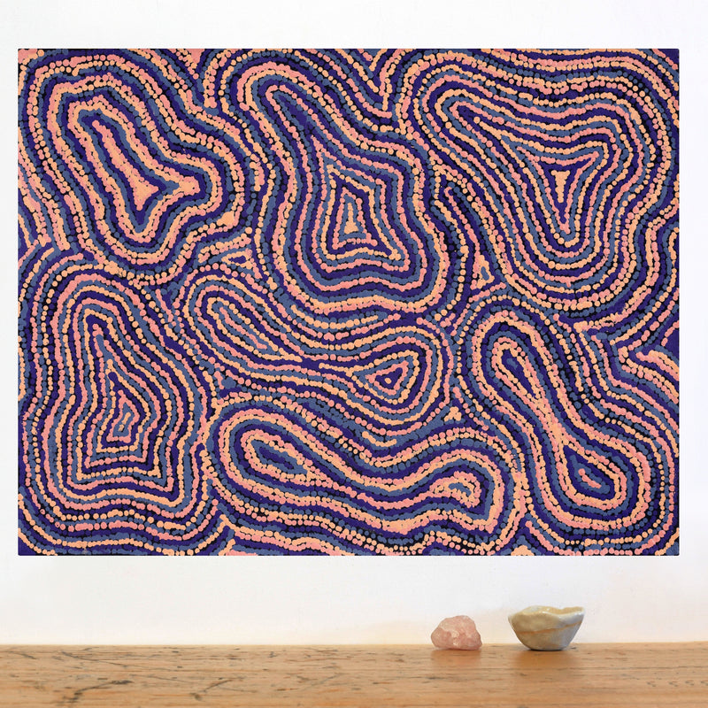 Aboriginal Artwork by Virginia Napaljarri Simms, Mina Mina Jukurrpa (Mina Mina Dreaming), 61x46cm