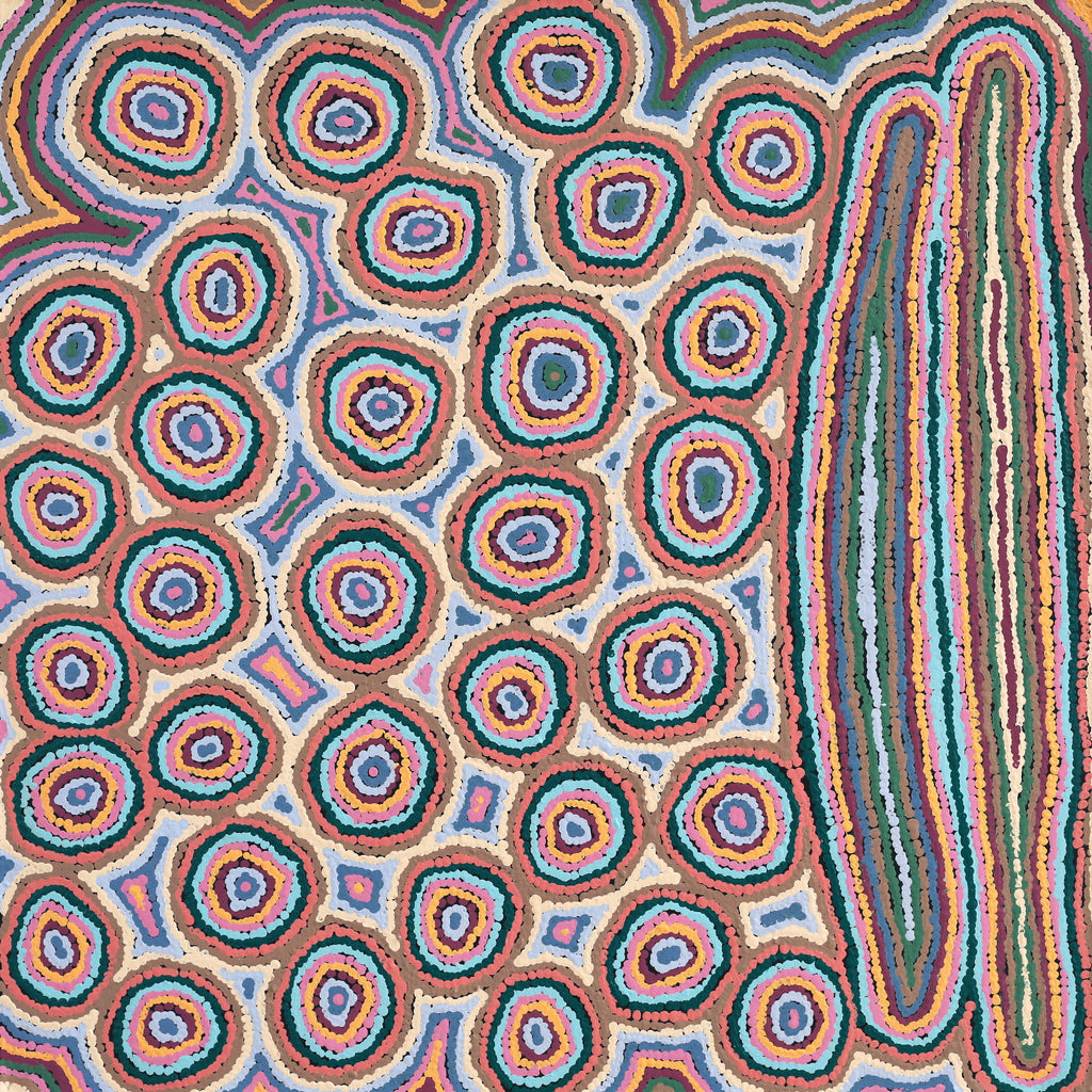 Aboriginal Artwork by Sarah Napaljarri Simms, Mina Mina Jukurrpa (Mina Mina Dreaming) - Ngalyipi, 91x91cm