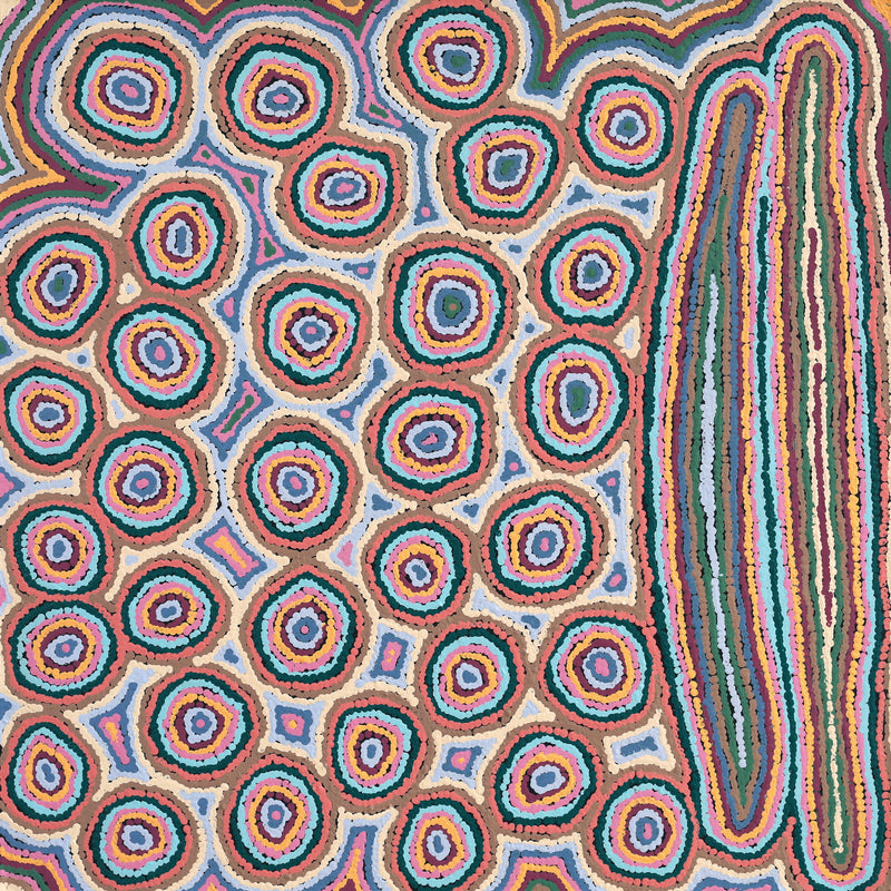 Aboriginal Artwork by Sarah Napaljarri Simms, Mina Mina Jukurrpa (Mina Mina Dreaming) - Ngalyipi, 91x91cm