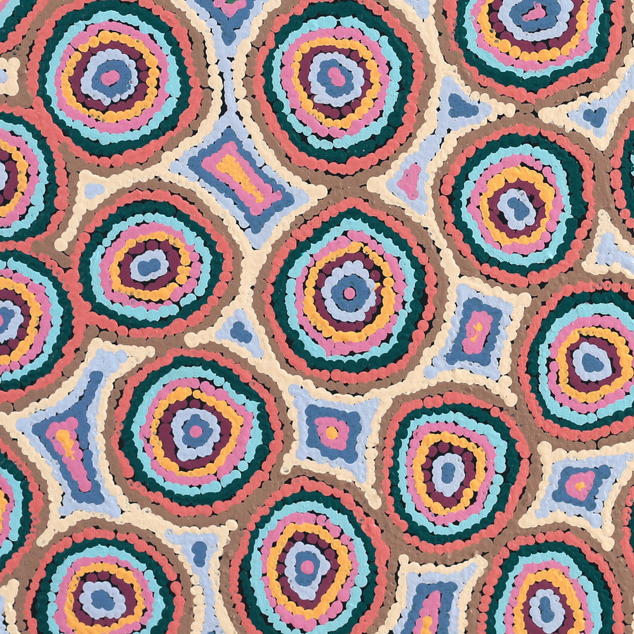 Aboriginal Artwork by Sarah Napaljarri Simms, Mina Mina Jukurrpa (Mina Mina Dreaming) - Ngalyipi, 91x91cm