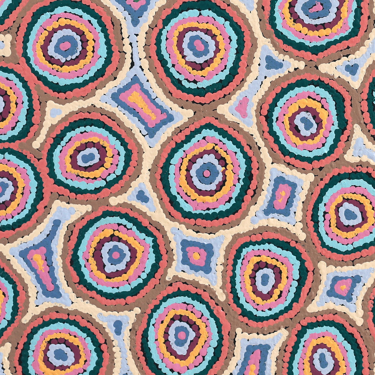 Aboriginal Art by Sarah Napaljarri Simms, Mina Mina Jukurrpa (Mina Mina Dreaming) - Ngalyipi, 91x91cm - ART ARK®