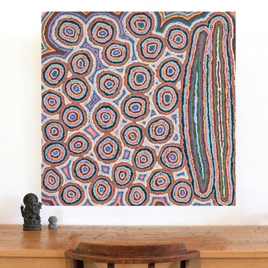 Aboriginal Artwork by Sarah Napaljarri Simms, Mina Mina Jukurrpa (Mina Mina Dreaming) - Ngalyipi, 91x91cm
