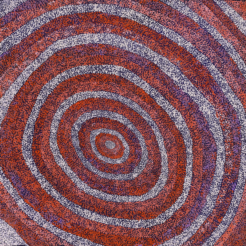 Aboriginal Artwork by Sarah Napurrurla Leo, Ngapa Jukurrpa (Water Dreaming) - Puyurru, 91x91cm