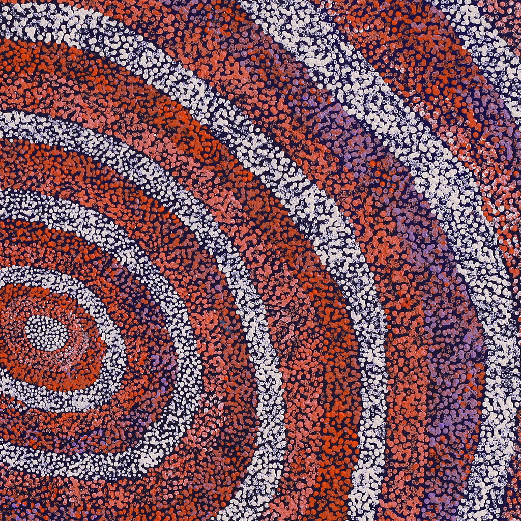 Aboriginal Artwork by Sarah Napurrurla Leo, Ngapa Jukurrpa (Water Dreaming) - Puyurru, 91x91cm