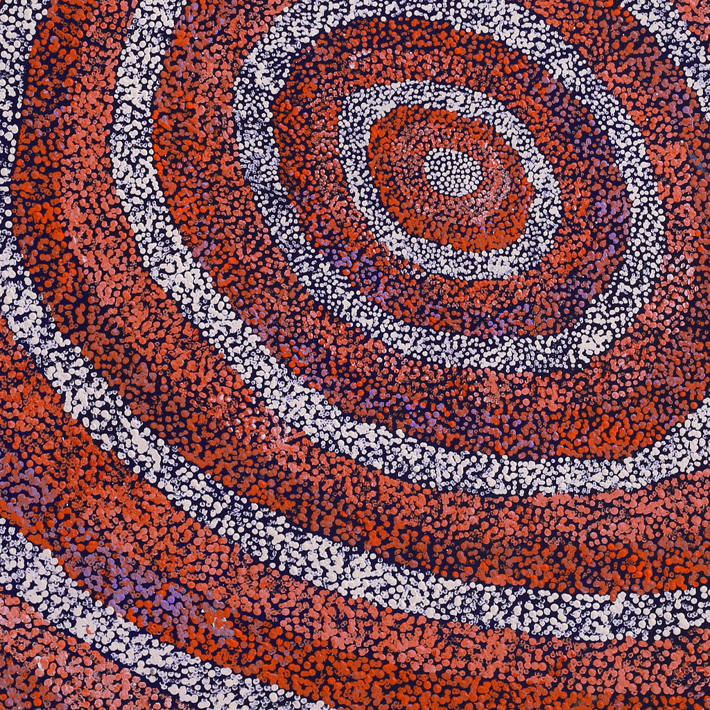 Aboriginal Artwork by Sarah Napurrurla Leo, Ngapa Jukurrpa (Water Dreaming) - Puyurru, 91x91cm