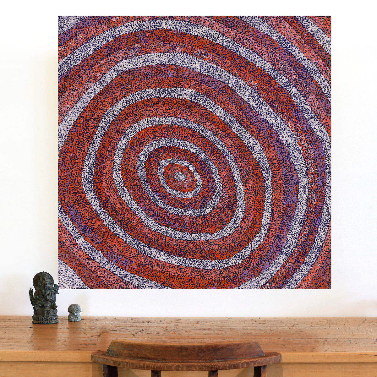 Aboriginal Art by Sarah Napurrurla Leo, Ngapa Jukurrpa (Water Dreaming) - Puyurru, 91x91cm - ART ARK®