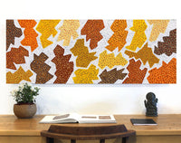 Aboriginal Artwork by Sarah-Jane Nampijinpa Singleton, Yankirri Jukurrpa (Emu Dreaming) - Ngarlikirlangu, 122x46cm
