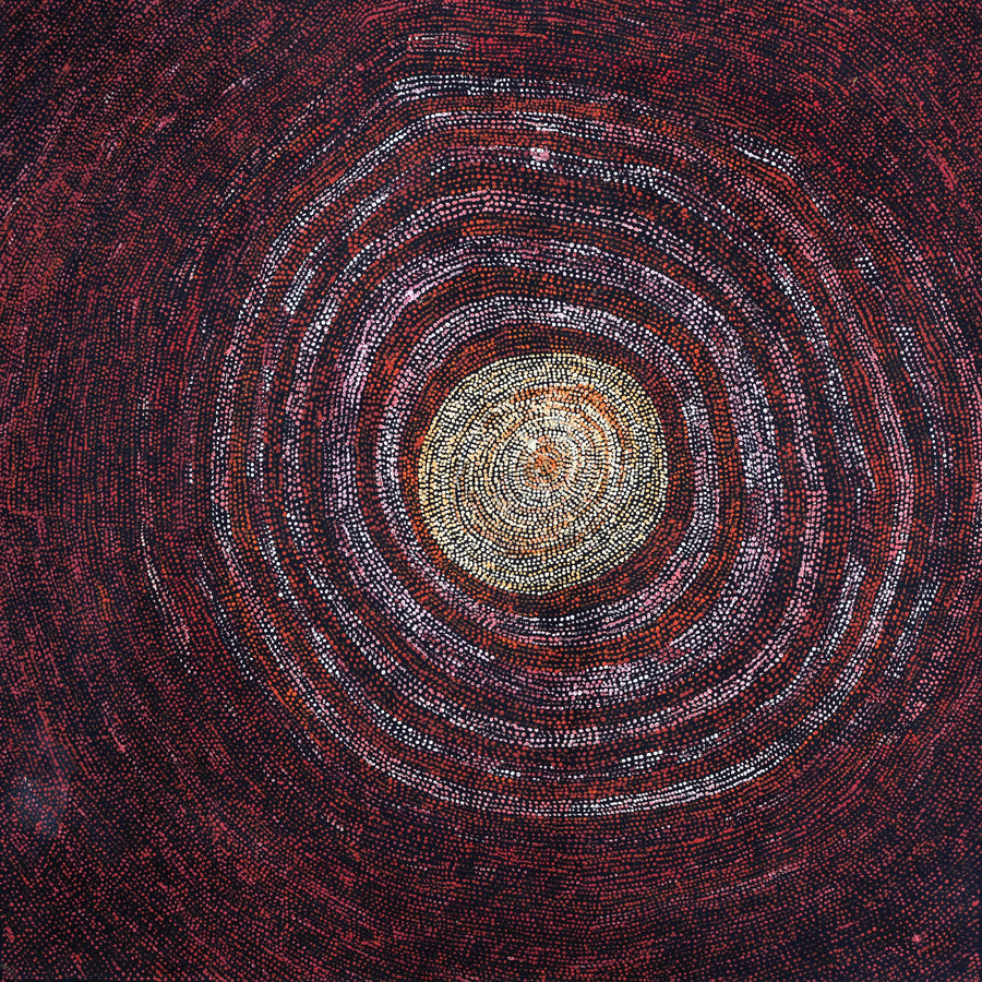 Aboriginal Artwork by Sarah Napurrurla Leo, Ngapa Jukurrpa (Water Dreaming), 107x107cm