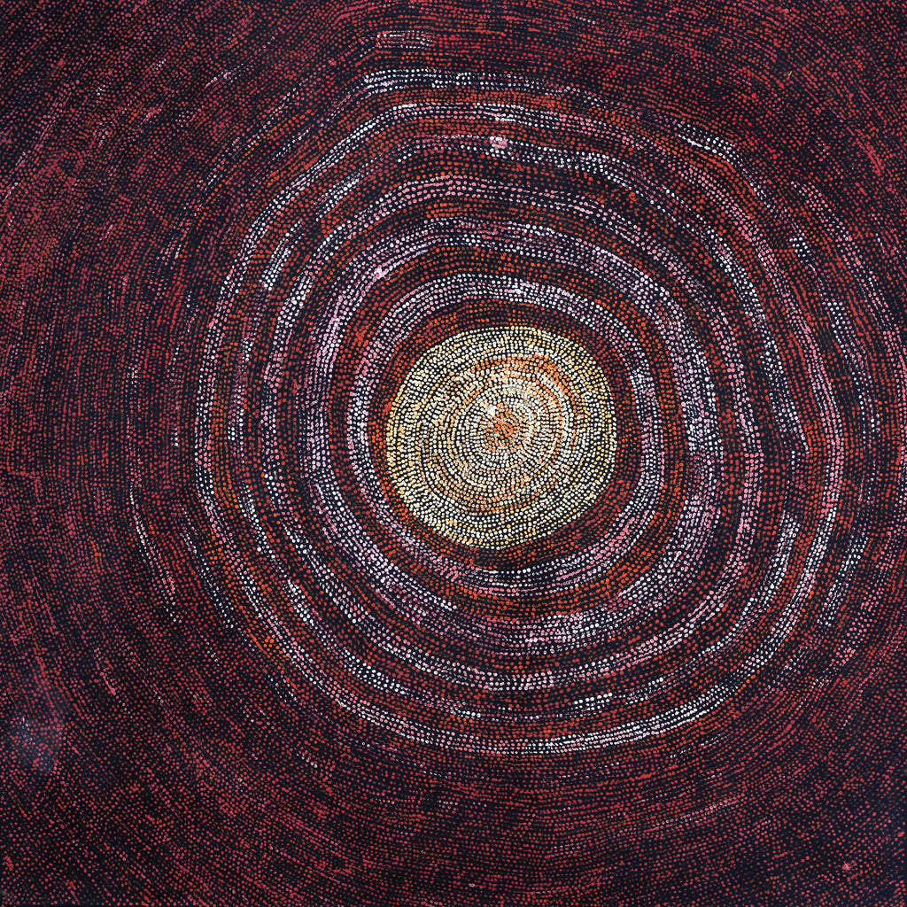 Aboriginal Artwork by Sarah Napurrurla Leo, Ngapa Jukurrpa (Water Dreaming), 107x107cm - ART ARK®