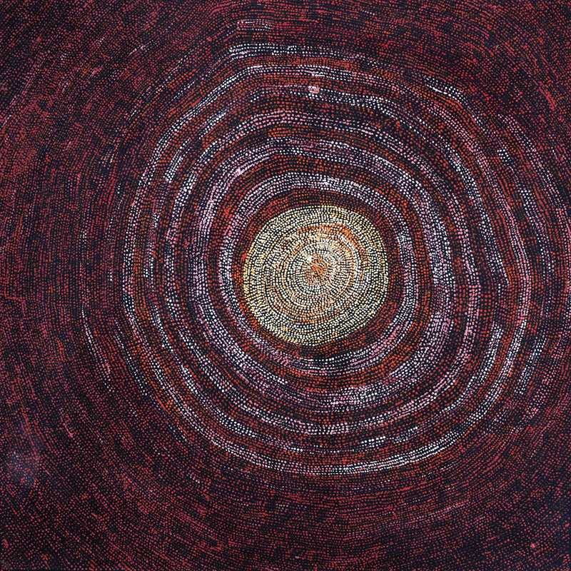 Aboriginal Artwork by Sarah Napurrurla Leo, Ngapa Jukurrpa (Water Dreaming), 107x107cm