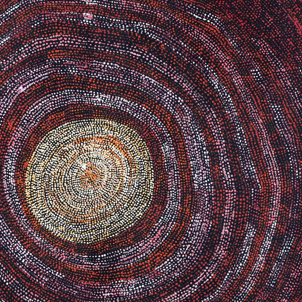 Aboriginal Artwork by Sarah Napurrurla Leo, Ngapa Jukurrpa (Water Dreaming), 107x107cm