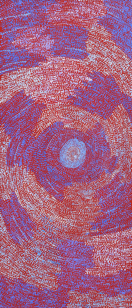 Aboriginal Artwork by Sarah Napurrurla Leo, Ngapa Jukurrpa (Water Dreaming), 107x46xcm