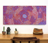 Aboriginal Artwork by Sarah Napurrurla Leo, Ngapa Jukurrpa (Water Dreaming), 107x46xcm