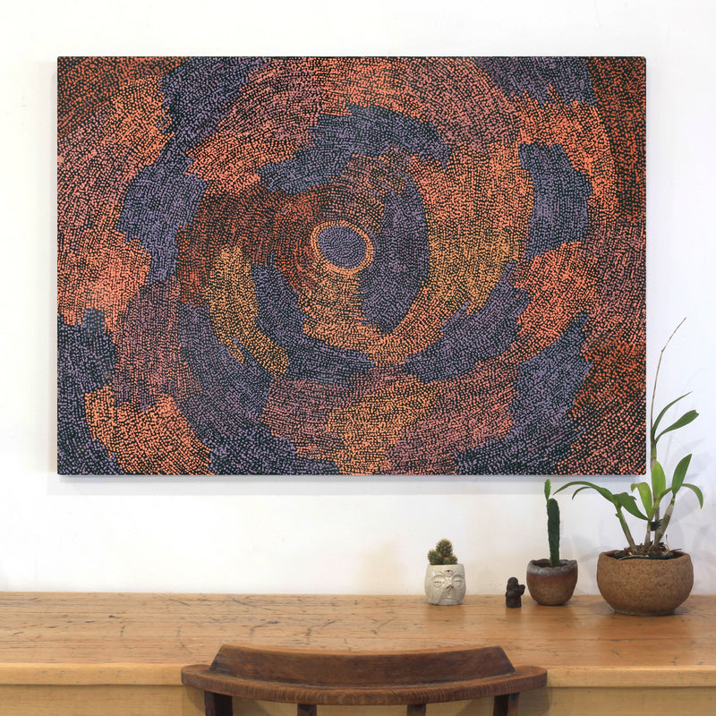 Aboriginal Artwork by Sarah Napurrurla Leo, Ngapa Jukurrpa (Water Dreaming), 107x76cm