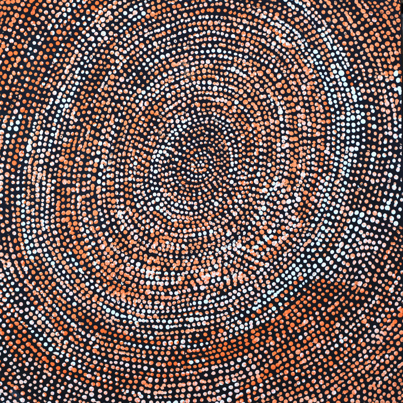 Aboriginal Artwork by Sarah Napurrurla Leo, Ngapa Jukurrpa (Water Dreaming), 30x30cm