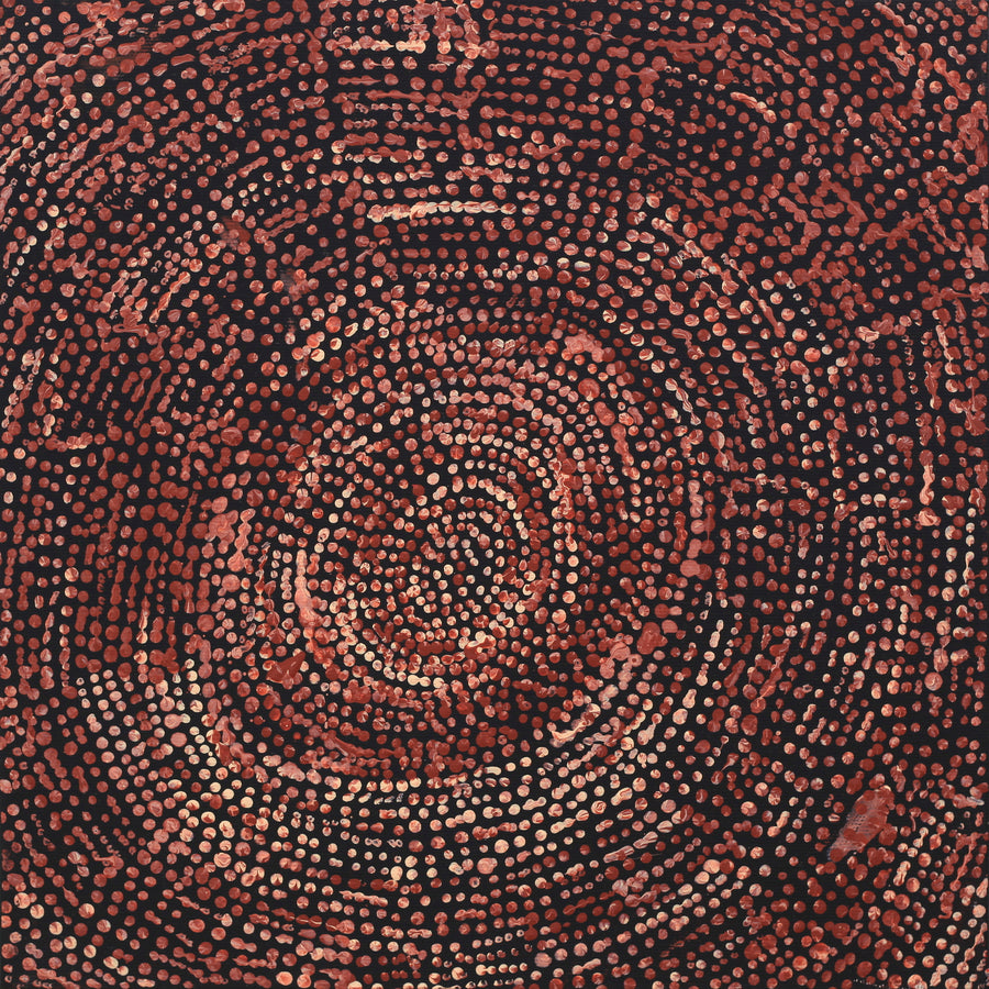 Aboriginal Artwork by Sarah Napurrurla Leo, Ngapa Jukurrpa (Water Dreaming), 30x30cm