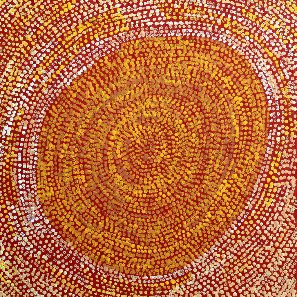 Aboriginal Art by Sarah Napurrurla Leo, Ngapa Jukurrpa (Water Dreaming), 30x30cm - ART ARK®