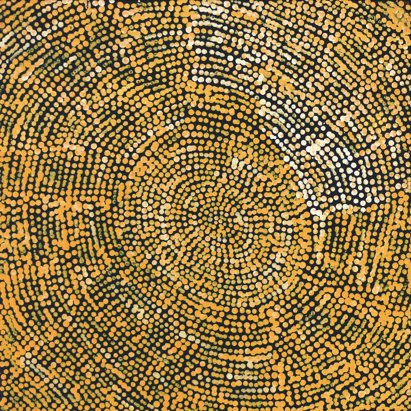 Aboriginal Artwork by Sarah Napurrurla Leo, Ngapa Jukurrpa (Water Dreaming), 30x30cm