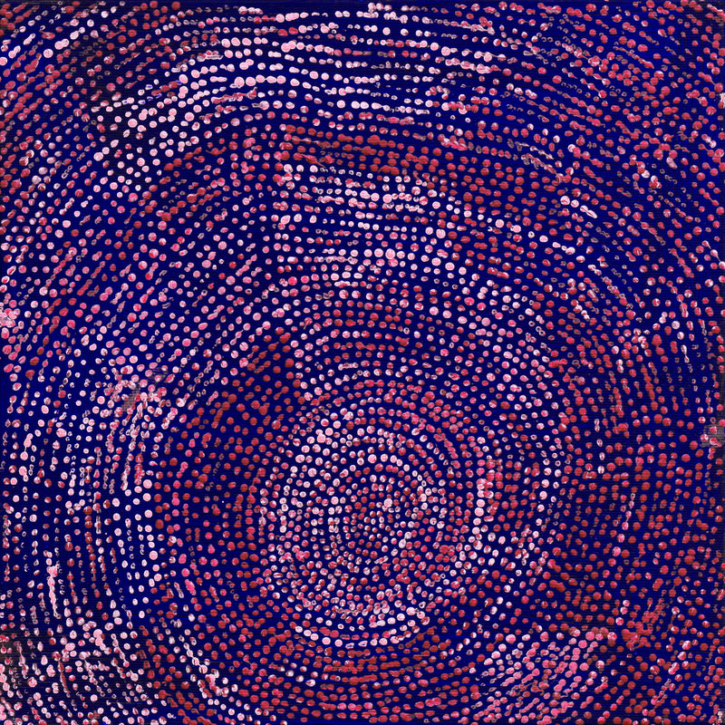 Aboriginal Artwork by Sarah Napurrurla Leo, Ngapa Jukurrpa (Water Dreaming), 30x30cm