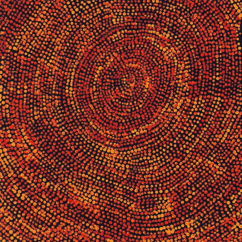 Aboriginal Artwork by Sarah Napurrurla Leo, Ngapa Jukurrpa (Water Dreaming), 30x30cm