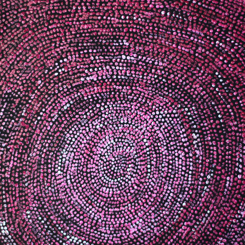 Aboriginal Artwork by Sarah Napurrurla Leo, Ngapa Jukurrpa (Water Dreaming), 30x30cm