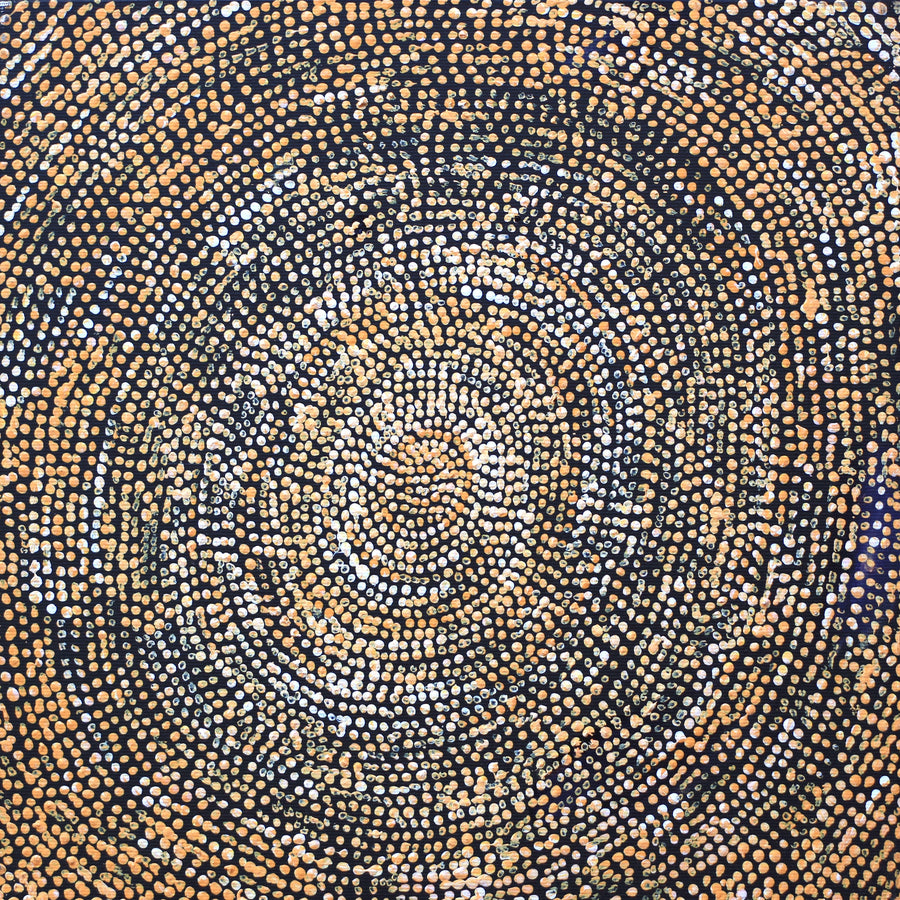 Aboriginal Artwork by Sarah Napurrurla Leo, Ngapa Jukurrpa (Water Dreaming), 30x30cm