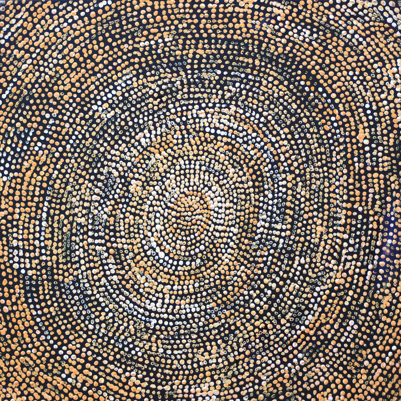 Aboriginal Artwork by Sarah Napurrurla Leo, Ngapa Jukurrpa (Water Dreaming), 30x30cm