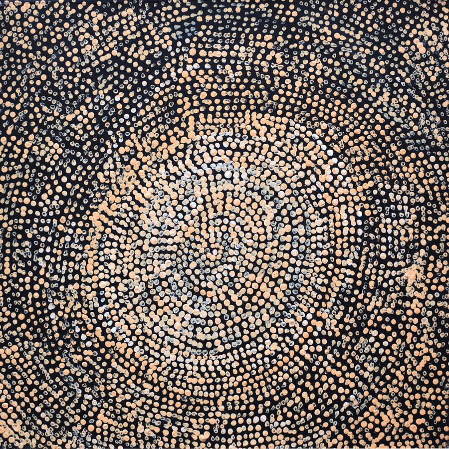 Aboriginal Artwork by Sarah Napurrurla Leo, Ngapa Jukurrpa (Water Dreaming), 30x30cm