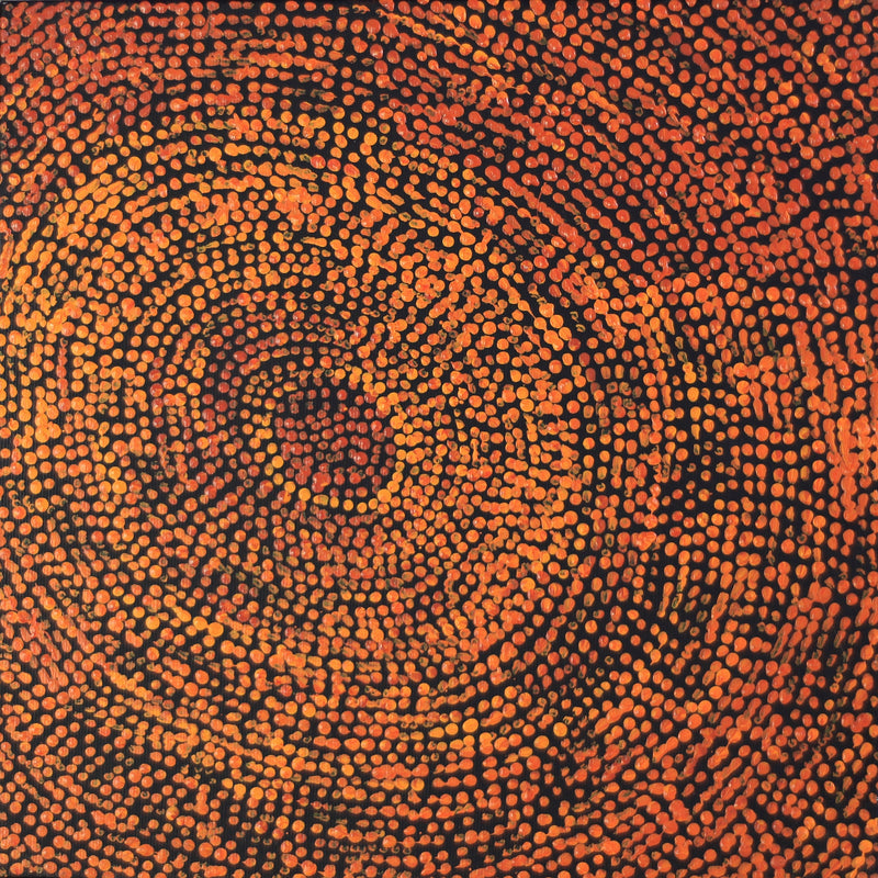 Aboriginal Artwork by Sarah Napurrurla Leo, Ngapa Jukurrpa (Water Dreaming), 30x30cm