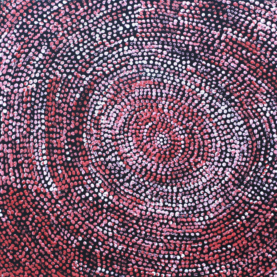 Aboriginal Artwork by Sarah Napurrurla Leo, Ngapa Jukurrpa (Water Dreaming), 30x30cm