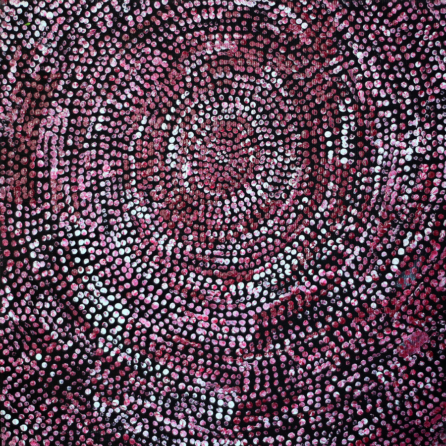 Aboriginal Artwork by Sarah Napurrurla Leo, Ngapa Jukurrpa (Water Dreaming), 30x30cm