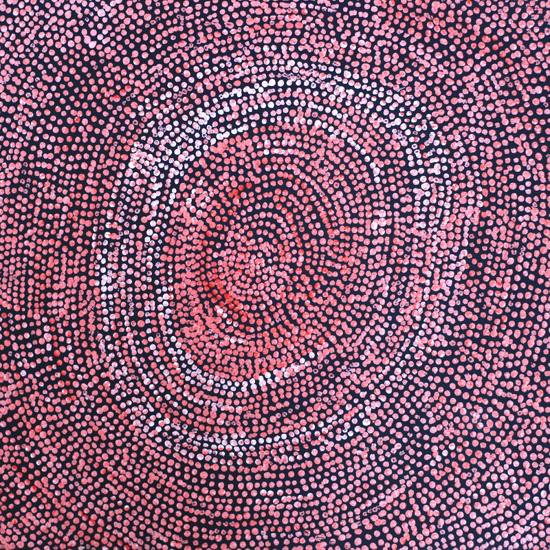 Aboriginal Artwork by Sarah Napurrurla Leo, Ngapa Jukurrpa (Water Dreaming), 30x30cm