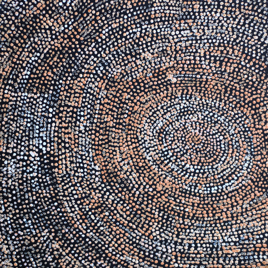 Aboriginal Artwork by Sarah Napurrurla Leo, Ngapa Jukurrpa (Water Dreaming), 30x30cm