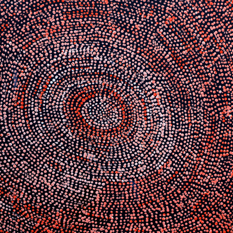 Aboriginal Artwork by Sarah Napurrurla Leo, Ngapa Jukurrpa (Water Dreaming), 30x30cm