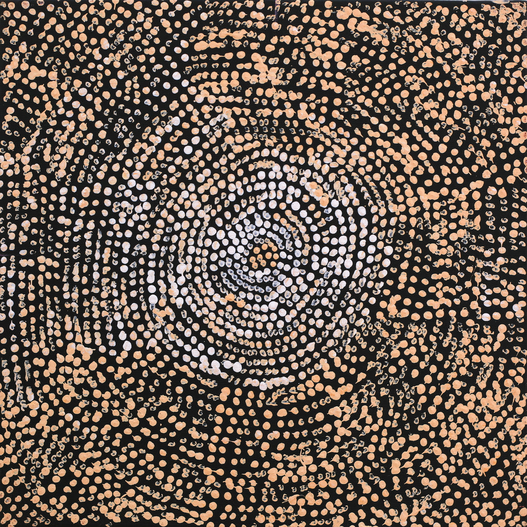 Aboriginal Artwork by Sarah Napurrurla Leo, Ngapa Jukurrpa (Water Dreaming), 30x30cm