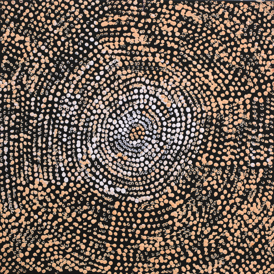 Aboriginal Artwork by Sarah Napurrurla Leo, Ngapa Jukurrpa (Water Dreaming), 30x30cm