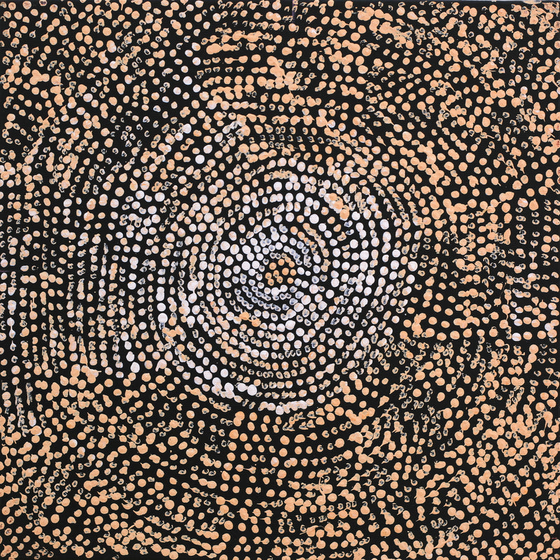 Aboriginal Artwork by Sarah Napurrurla Leo, Ngapa Jukurrpa (Water Dreaming), 30x30cm